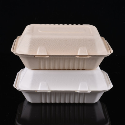 Disposable Pulp Lunch Box Bagasse Lunch Box Environmentally Friendly Degradable Fried to-Go Box Commercial Fast Food Box