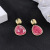 Sterling Silver Needle Wine Red Ear Studs Simple Graceful Trendy Earrings Female Geometric Ellipse Drop Earrings