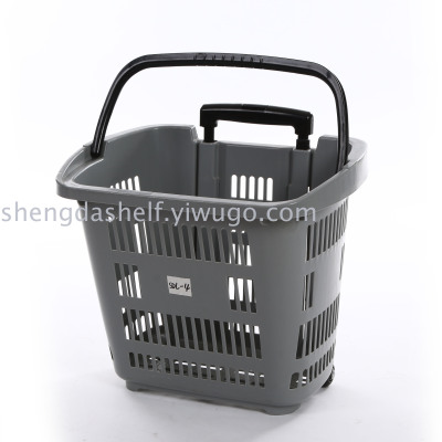 Shopping basket Supermarket plastic shopping basket can be carried and pulled plastic shopping basket