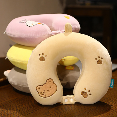 Plush Toy Forest Series Neck Pillow U-Shape Pillow Cute Cartoon Animal Pattern Siesta Stomach Sleeper Pillow Work Pillow