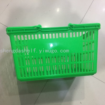 Handle basket plastic basket portable supermarket plastic shopping basket wholesale portable supermarket basket
