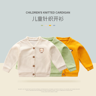2021 Spring and Autumn Baby Cotton Knitwear Children's Baby Sweater Cardigan Boys' and Girls' Coat Fashionable Long-Sleeved Sweater Children's Clothing