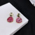 Sterling Silver Needle Wine Red Ear Studs Simple Graceful Trendy Earrings Female Geometric Ellipse Drop Earrings