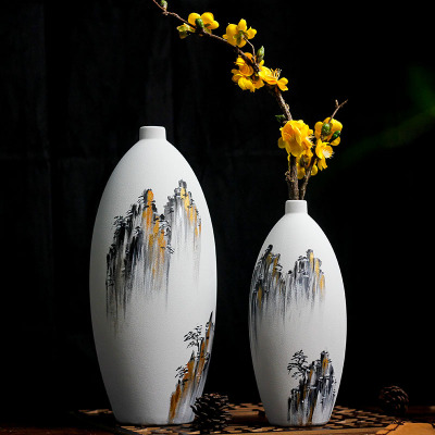 Hand Painted Frosted Vase Living Room Desktop Crafts Nordic Dried Flower Ware Soft Outfit Crafts Entrance Decoration