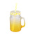 Creative Mason Cup Gradient Color Cold Drink Straw Glass Cup Juice Milk with Lid Tea Beverage Handle Cup Customization