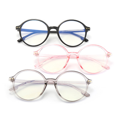 2021 Summer New Plain Glasses Cross-Border Simple round Frame Anti-Blue Light Glasses Trend Pc Full Frame Myopia Glasses Frames