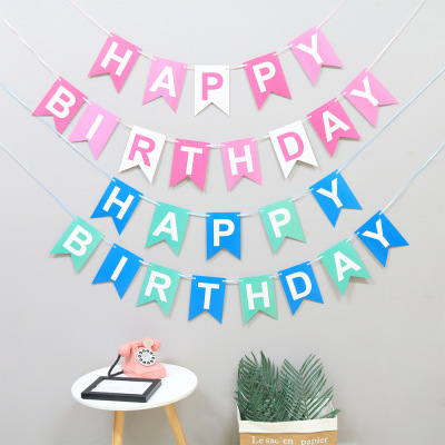 Birthday Party Decoration Dovetail Hanging Flag Happy Birthday Birthday Letter Banner Colorful Flags Customized