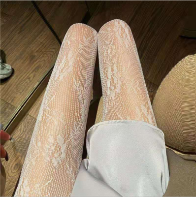 Women's Silk Stockings Letter Socks Flower Sexy Snagging Resistant Pantyhose Versatile Korean Style Mesh Stockings Lace 