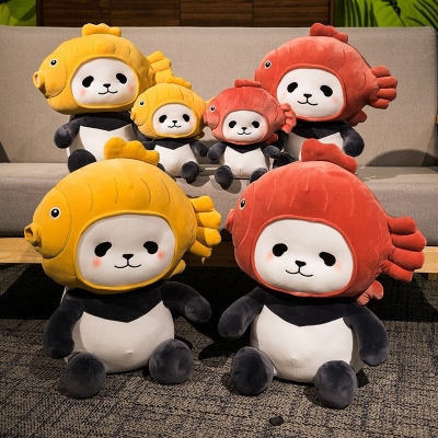 New Panda Doll Doll Plush Toy Cute Super Cute Fish Head Panda Pillow Doll Birthday Gift