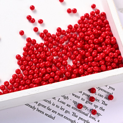 4mm Crystal Porcelain Red round Beads Hand-Made Luggage Jewelry Decoration Accessories Small Pendant Factory Direct Sales