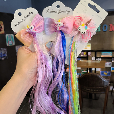Children's Color Braided Hair Barrettes Korean Girls Princess Hairpin Kindergarten Baby Dreadlocks Wig Hairware