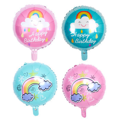 18-Inch Birthday Aluminum Balloon Baby Full-Year Birthday Party Decorative Pink Blue Rainbow Clouds Balloon