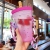 Summer Simplicity Korean Creative Water Cup Silicone Watermelon Strap Straw Cold Drink Plastic Water Cup Student Primary School Girls