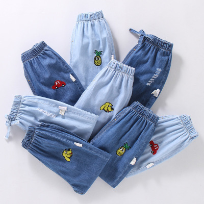 Children's Clothing Summer Korean Style Children's Anti-Mosquito Pants Boys Baby Anti-Mosquito Pants Girls Tencel Cotton Denim Mosquito-Proof Pants Thin