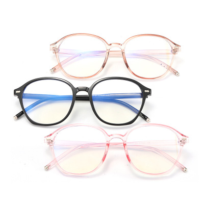 New round Frame Student Glasses Frame No Metric Nail Anti Blue-Ray Glasses Frame Men and Women Fashion Plain Glasses for Bare Face