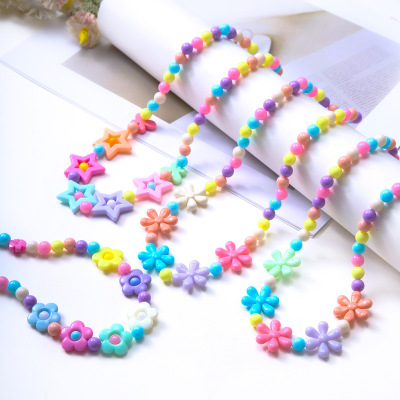 New Acrylic Stars Flower Children's Necklace Beads Bracelet and Necklace Set Ocean Series Wholesale Customization