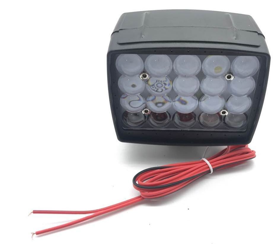 摩托车大灯方形20灯20W塑壳常亮黑色5050灯珠12-80V2线