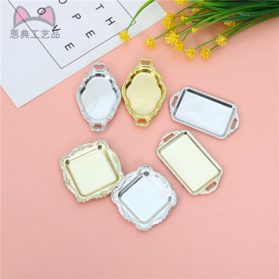 European-Style Mini Court Decorative Tray Home Decorative Crafts Metal Tray Cake Plate