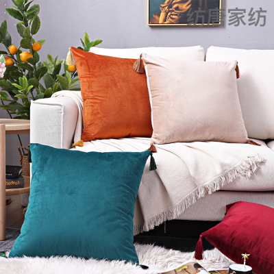 New Netherlands Velvet with Tassel Solid Color Pillow Cushion Sofa Cover