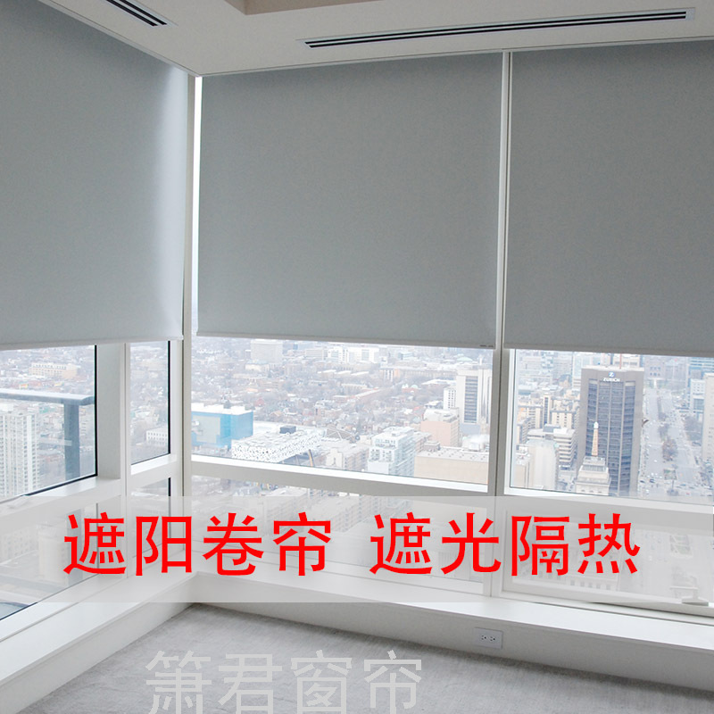 工厂直销窗帘定制纯色办公室全遮光卷帘升降隔热百叶窗帘遮阳窗帘