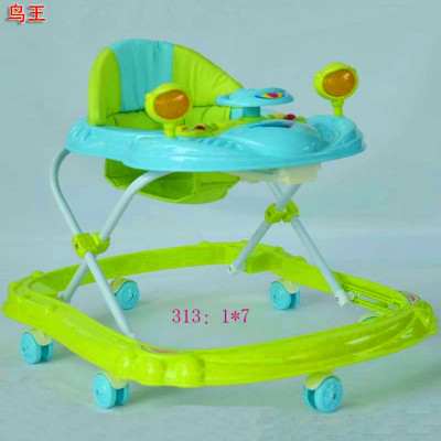 313B Baby Walker with Push Rod Foot Pad with Music Child Baby BB Walking Frames