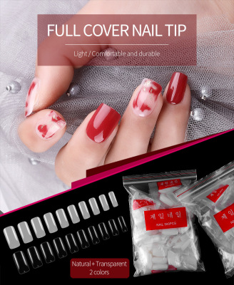 Nail Beauty Natural Color Full Cover Nail Tip Fake Nails Extension Nail Piece 500 Pieces Bag Transparent No. 0-9 50 Pieces Each