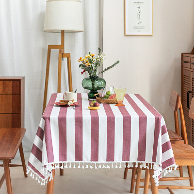 Striped Tassel Classic Simple Tablecloth High Quality Tablecloth Tablecloth Wholesale