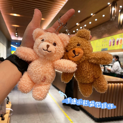 Internet Celebrity Ins Schoolbag Bear Decorative Pendant Cute Plush Doll Keychain Pendant Mini Doll