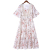 Chiffon Floral Tight Waist Dress for Women Covering Belly Thin Summer Overknee Dress Western Style Youthful-Looking