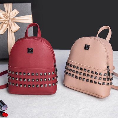 Fashion Rivets Backpack Bags Korean Style Cute Student Small Backpack Trendy Best-Selling Women's Bag Portable Crossbody Bag Women's