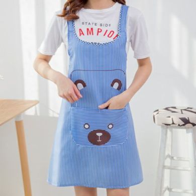 Korean Fashion Kitchen Waterproof Chef Apron Home Cleaning Oil-Proof Work Clothes Cute Bear Apron