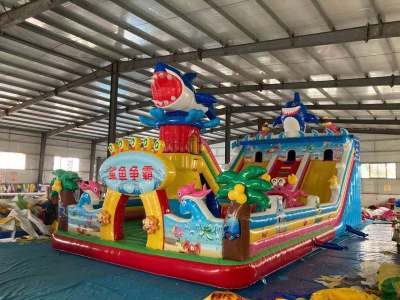 New Large Inflatable Castle Temple Fair Stall Trampoline Outdoor Toy Manufacturer Naughty Castle Children's Paradise
