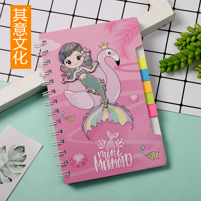 New Cartoon Three-Dimensional Mermaid Notebook with Sticky Notes Loose-Leaf Notebook Journal Book Diary Wholesale