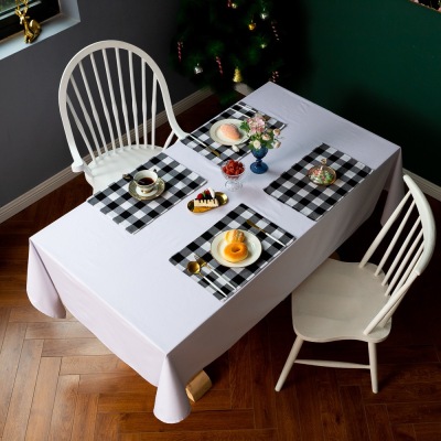 Hot Sale Double Layer Western-Style Placemat Red White Black Plaid Cotton Linen Household Party Insulation Napkin Mat