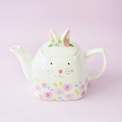 Nordic Style Ins Cute Ceramic Teapot Large Fresh Rabbit Kung Fu Scented Tea Teapot Afternoon Tea