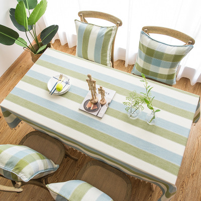Fabrics Dining Table Cotton and Linen Fresh Simple Striped Tassel Rectangular Tablecloth Tablecloth