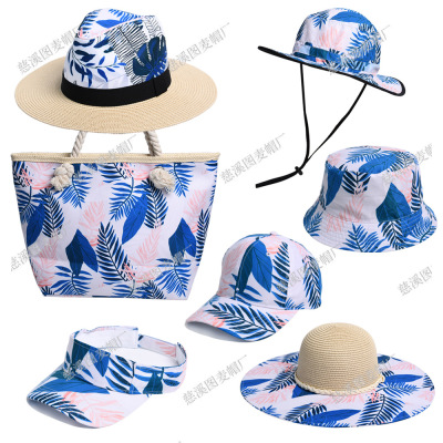 Cross-Border New Weaving Women's Bag Handmade Straw Woven Women's Beach Hat Sun Hat Women's Summer Suit