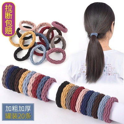 High Elastic Durable Rubber Band Women's Leather Case Hair-Binding Seamless Hairband Thick Hair Rope Headwear Korean Women's Head Rope Internet Celebrity