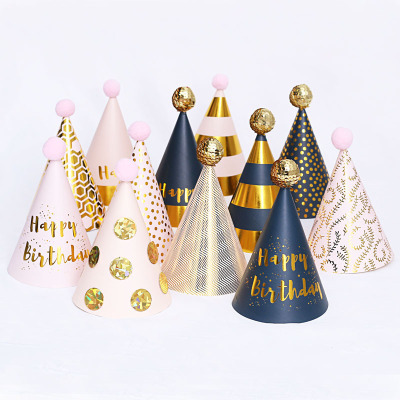 New Pompons Sequin Ball Party Birthday Hat Baby Children Decoration Supplies Birthday Hat Children