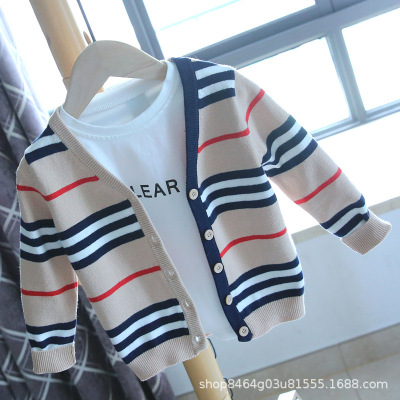 2021 Spring and Autumn New Men's and Women's Children's Knit Cardigan Baby Spring and Autumn Korean Style Sweater Baby Coat