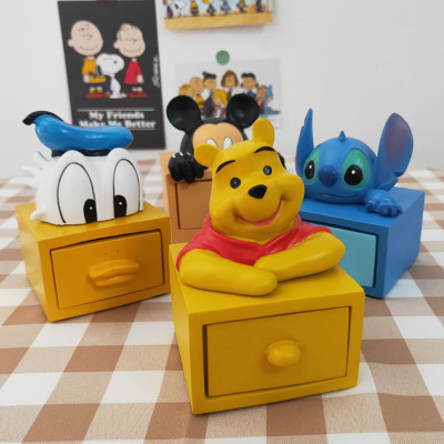 Resin Crafts Hand-Made Cartoon Doll Anime Home Decorative Creative Ornaments Donald Duck Jewelry Box Storage Box