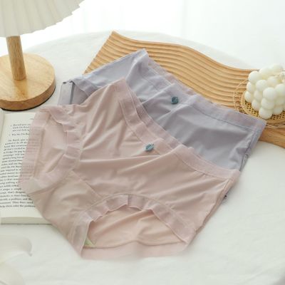 Monochrome Women's Underwear Air-Sensitive Ice Silk Lace Edge Girl's Underwear Modal Crotch Summer Thin Breathable Briefs