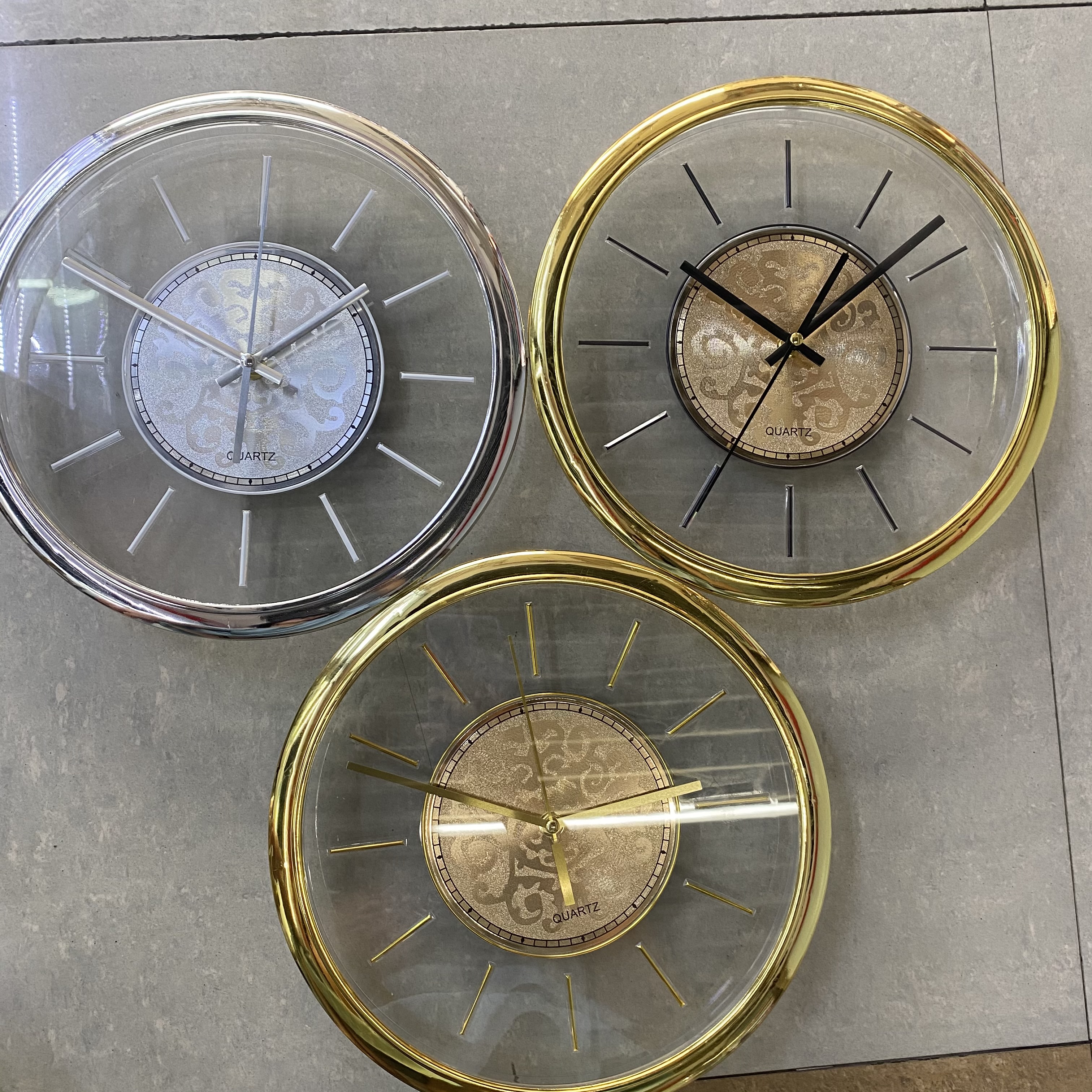 建新钟表18518店30公分透明底盘挂钟钟表简单简约圆形便宜挂钟
