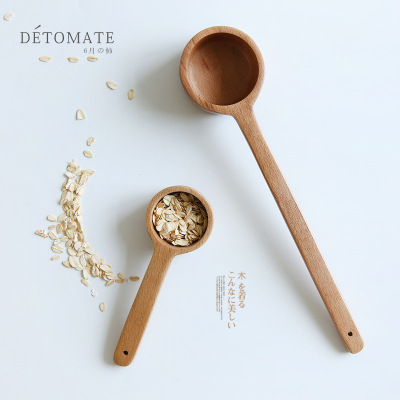 Factory Direct Supply for Housewives Korean-Style Anti-Scald Long Handle Whole Wood Sauce Soup Spoon Long Handle Seasoning Wooden Spoon Tableware