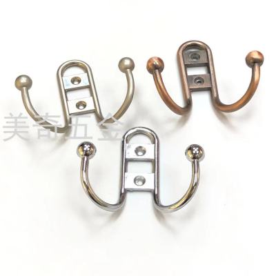 Small Hook Zinc Alloy Coat Hanging Kitchen and Bathroom Hook Bathroom Hook Punching Golden Large Thick Chips Double Hook Hook Clothes Hook