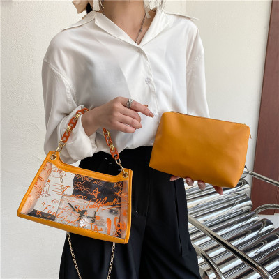 Korean Small Bag Women's New Fashion Shoulder Messenger Bag Small Fresh Large Capacity Shoulder Bag Transparent Jelly Pack
