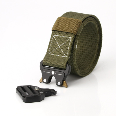 Unisex Tooling Nylon Woven Strap Release Buckle Quickly Open Metal Buckle Outdoor Tactics Sports Belt Military Training