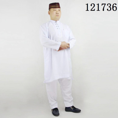 Stand Collar Embroidery Middle East Men's Clothing Arab Robe Two-Piece Set Muslim Clothes for Worship Service Men's Cross-Border Supply Wholesale/Delivery