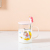 INS Style Unicorn Cartoon Glass Cup Breakfast Milk Cup with Cover Spoon Glass Fruit Drink Cup