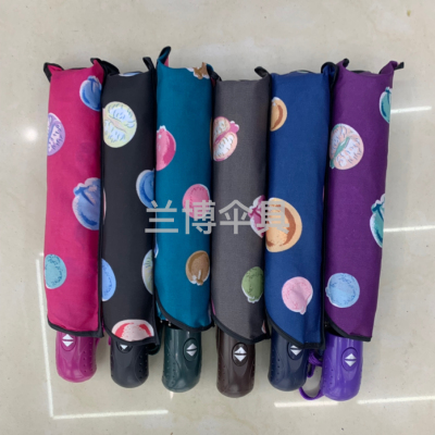 Three-Fold Full-Automatic Thermal Transfer Printing Full Printing Bubble Pattern All-Weather Umbrella Ladies Umbrella All-Weather Umbrella